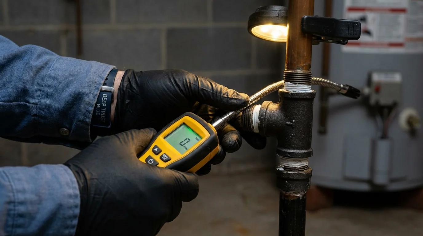 Gas leak detection with electronic sniffer by Johns Plumbing LLC in Crisfield